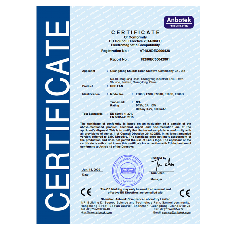 Edon creative small fan 908 e908b CE certificate