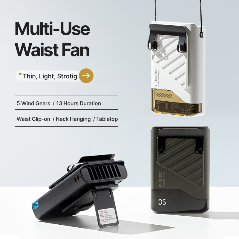 Wearable Cooling Waist Clip Fans Outdoor Rechargeable Usb Hanging Neck Fan