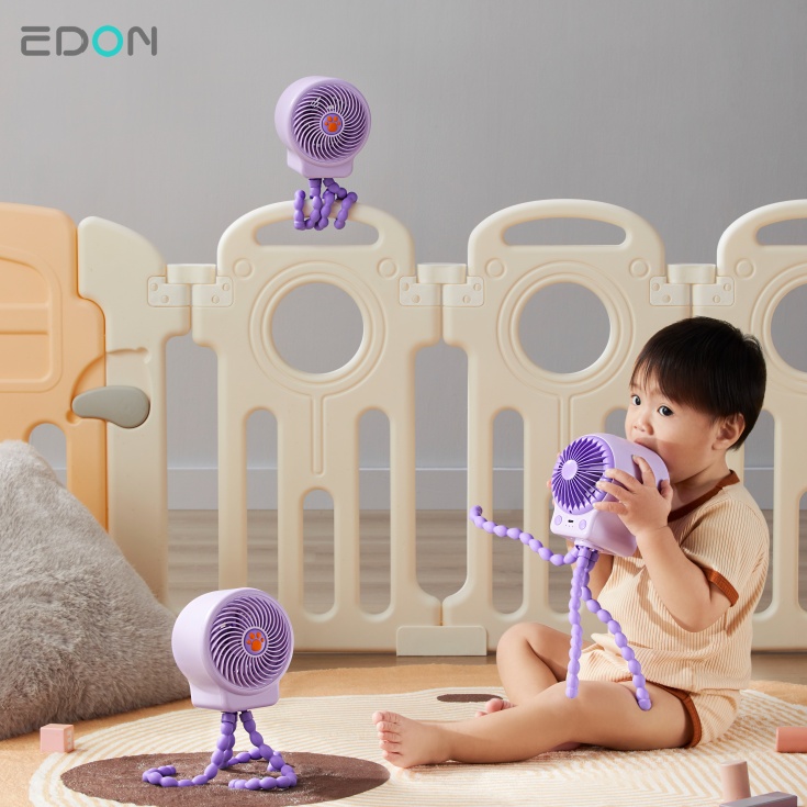 EDON E713 Octopus Fan with Flexible Tripod Wrapped on Stroller, Car Seat