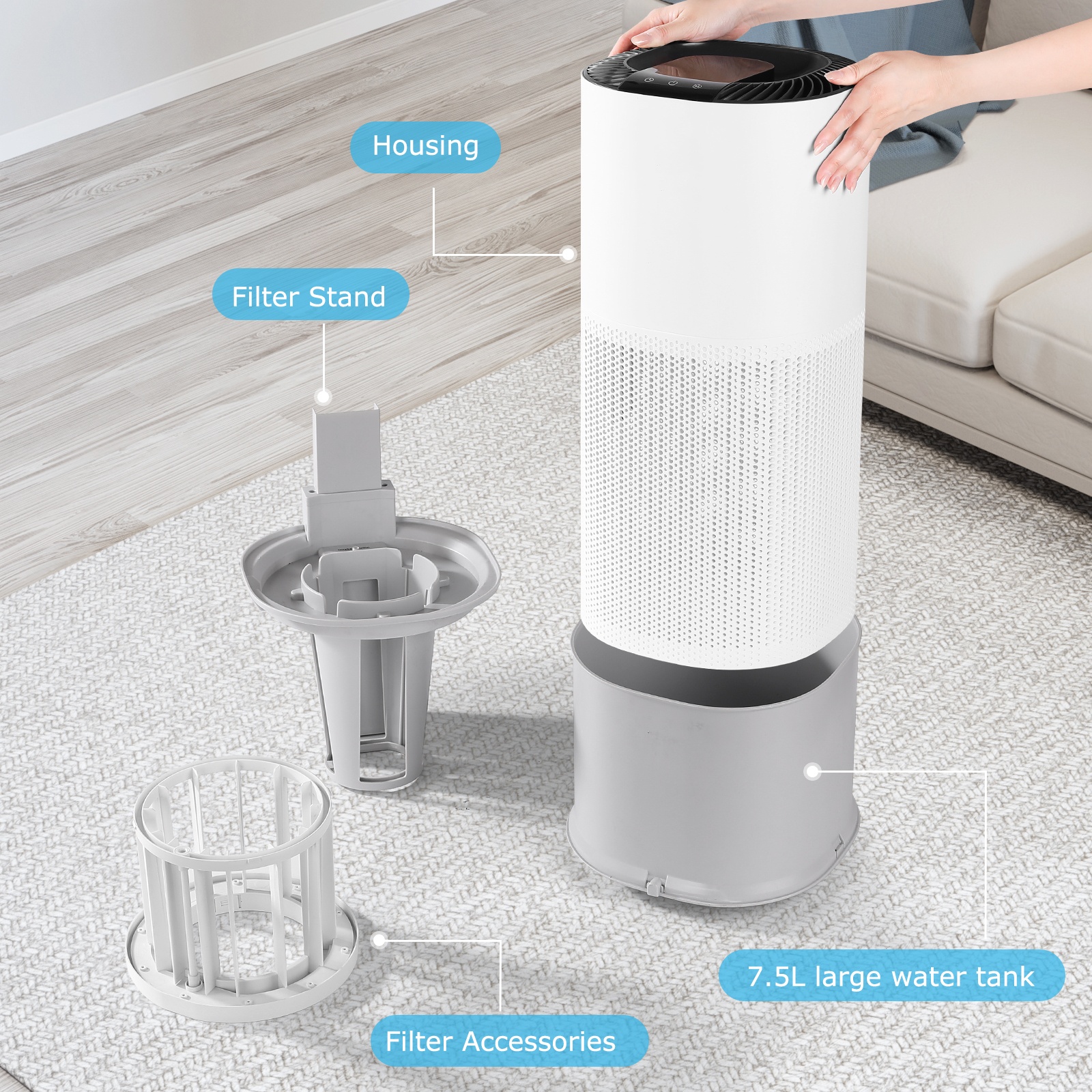 EDON Evaporative No Fog Humidifier 7.5L Large Capacity Humidifiers for Home