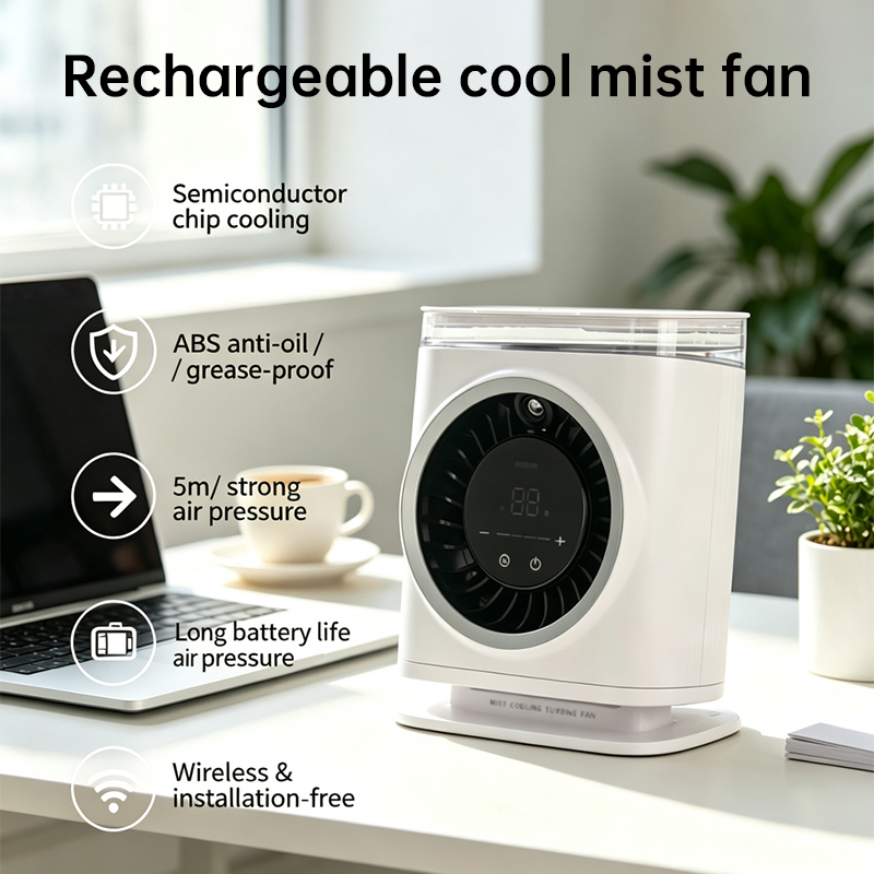 Japan Korea Home Camping Semiconductor Cooling Table Fan Portable Misting Fan Rechargeable Air Cooler Fan