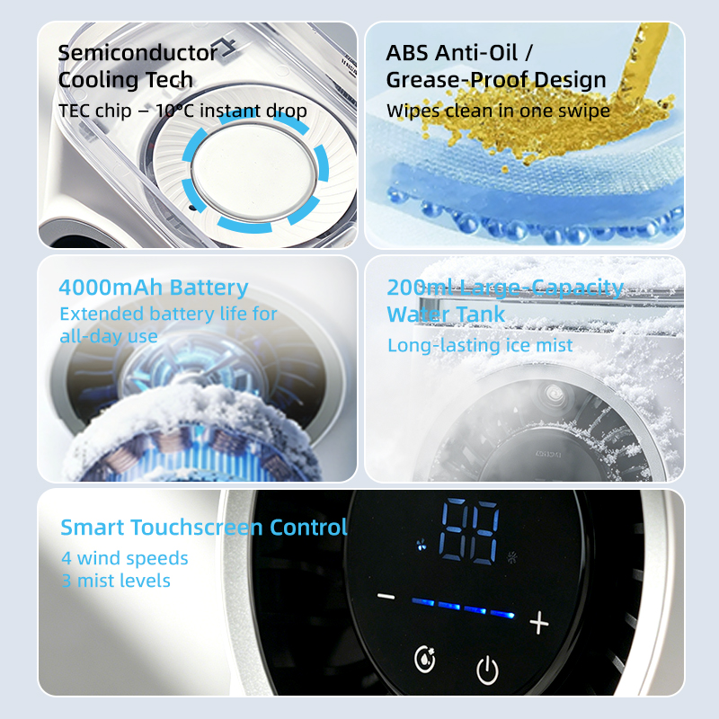 Japan Korea Home Camping Semiconductor Cooling Table Fan Portable Misting Fan Rechargeable Air Cooler Fan