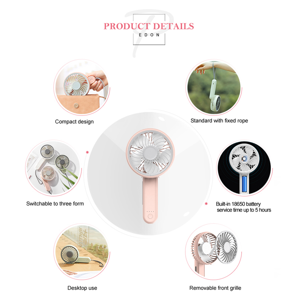 Outdoor Mini Portable Battery Rechargeable Hand Fan