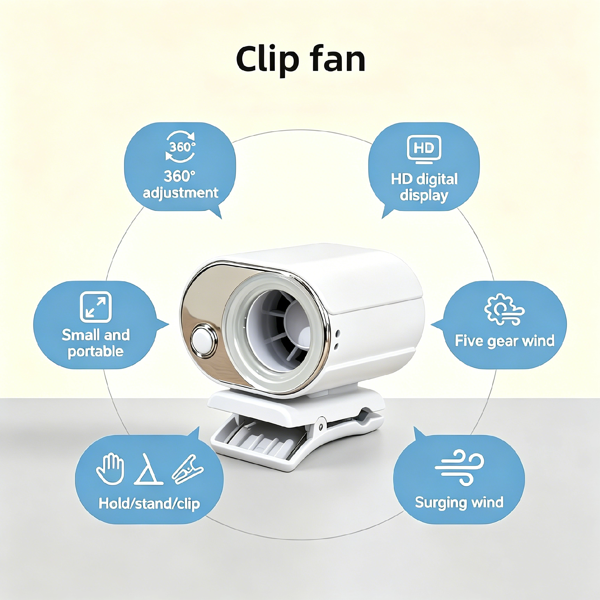EDON 100-Speed USB-rechargeable Portable Hanging Neck/Waist Clip Wearable Fan for Household Use